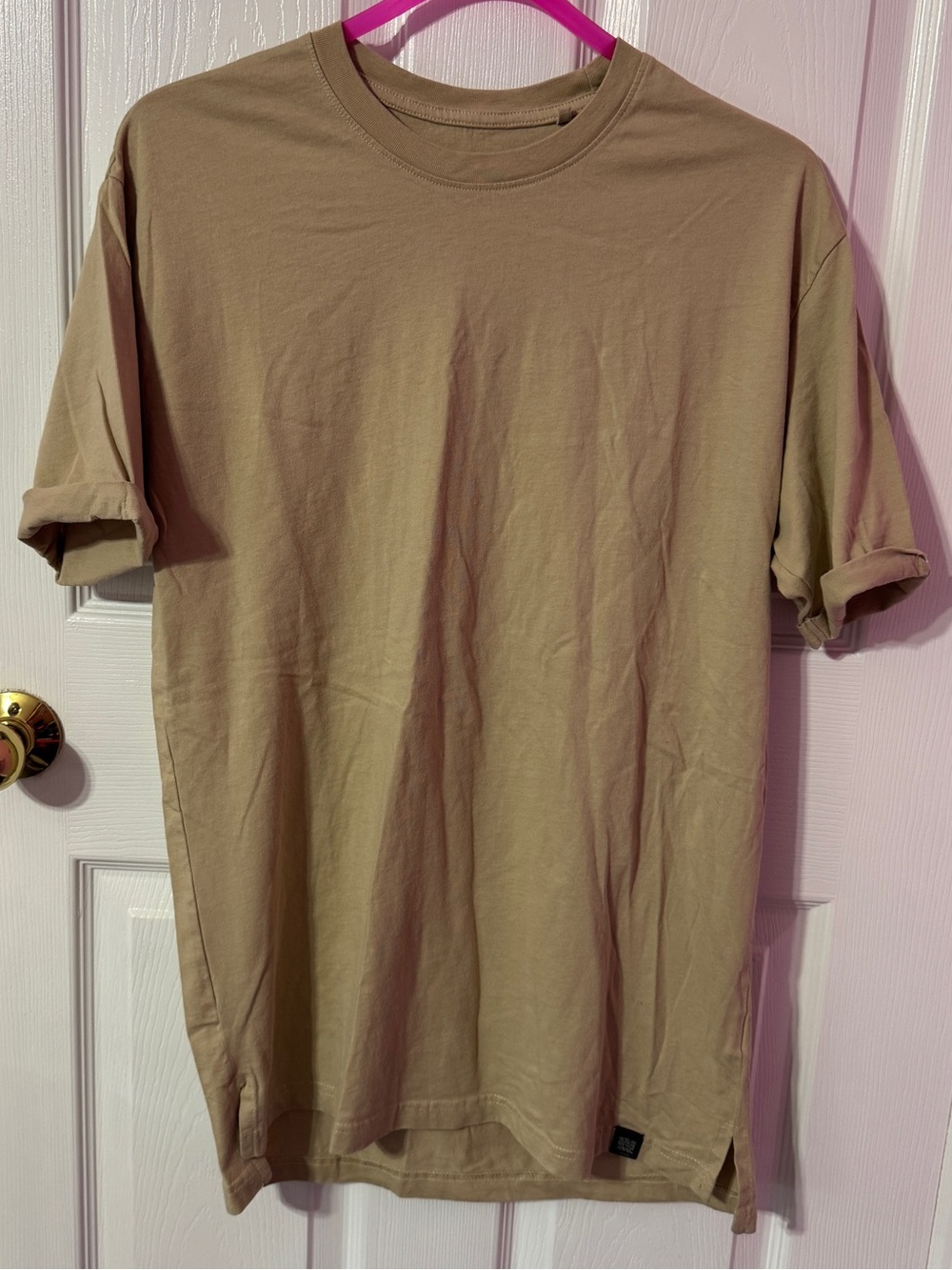 Pull&Bear Men's Short Sleeve Tee in Khaki
